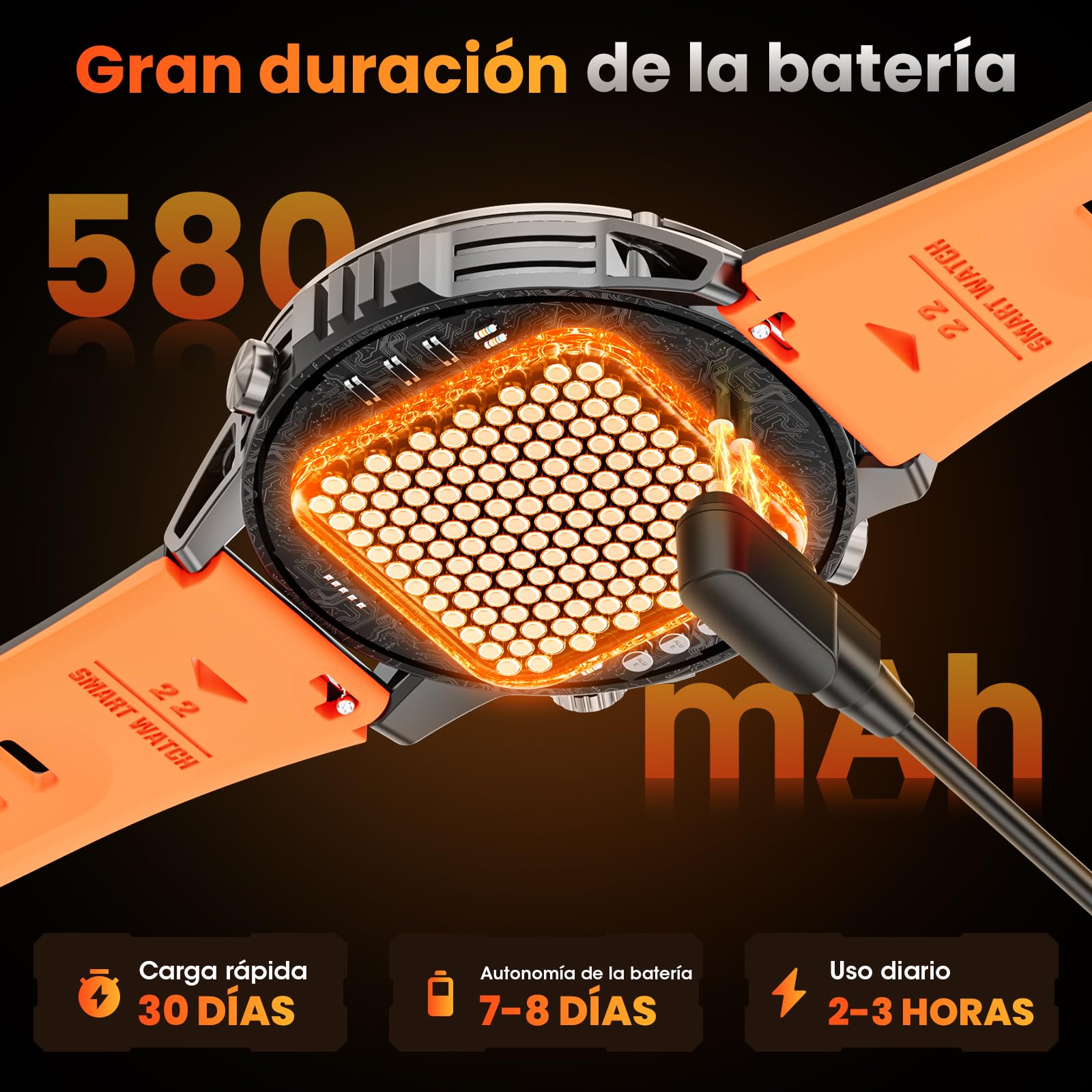 Reloj Inteligente Hombre Militar, 1,46" HD Smartwatch GPS con Linterna Led, Brújula, 100+ Modos Deportivos Smart Watch, Monitoreo de Salud 24/7, Llamadas Bluetooth