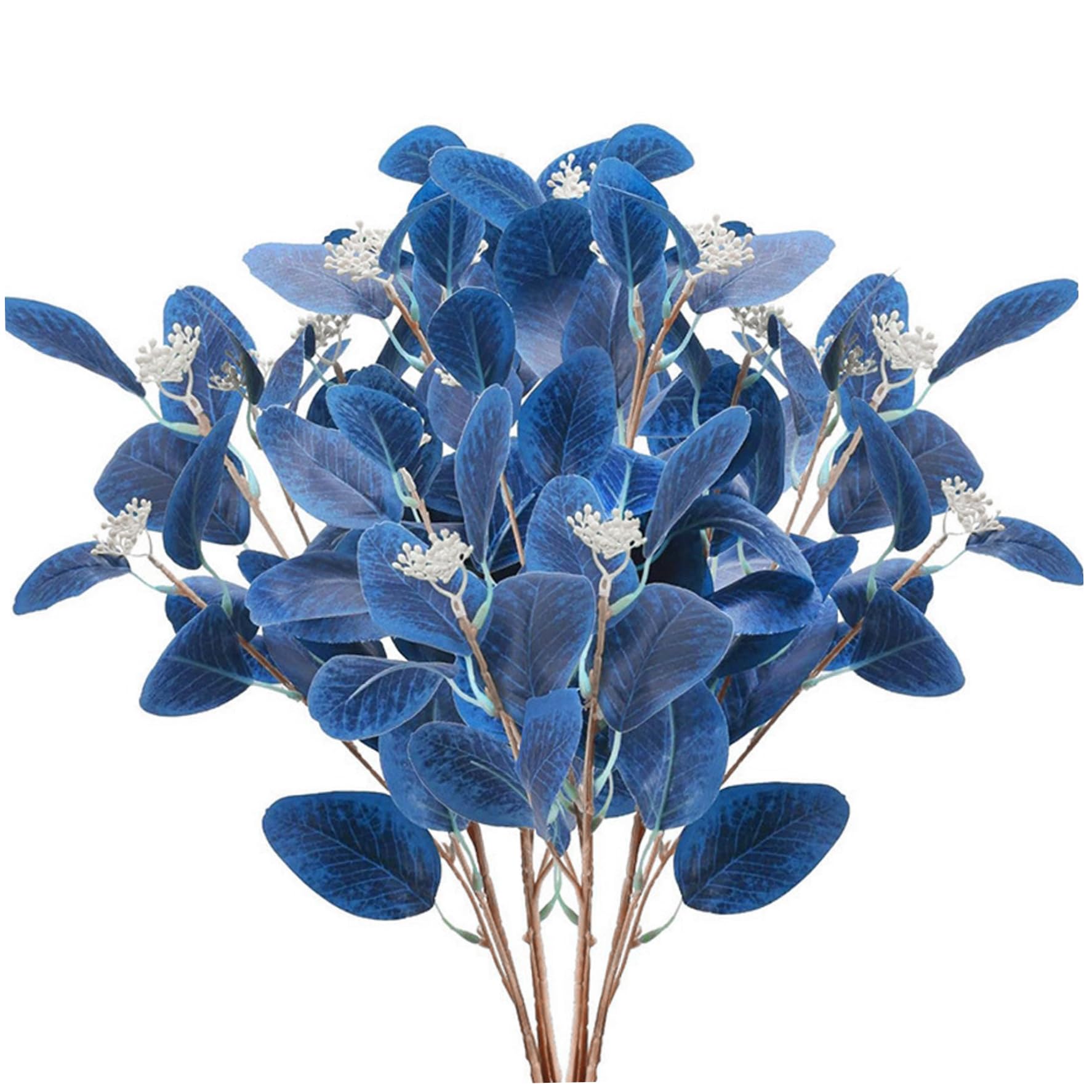 Uanqfegy Artificial Eucalyptus Stems - 6pcs Blue Eucalyptus Stems with Silvery Blue Leaves and Berries, 21" Faux Greenery for Vase Wedding Home Decor