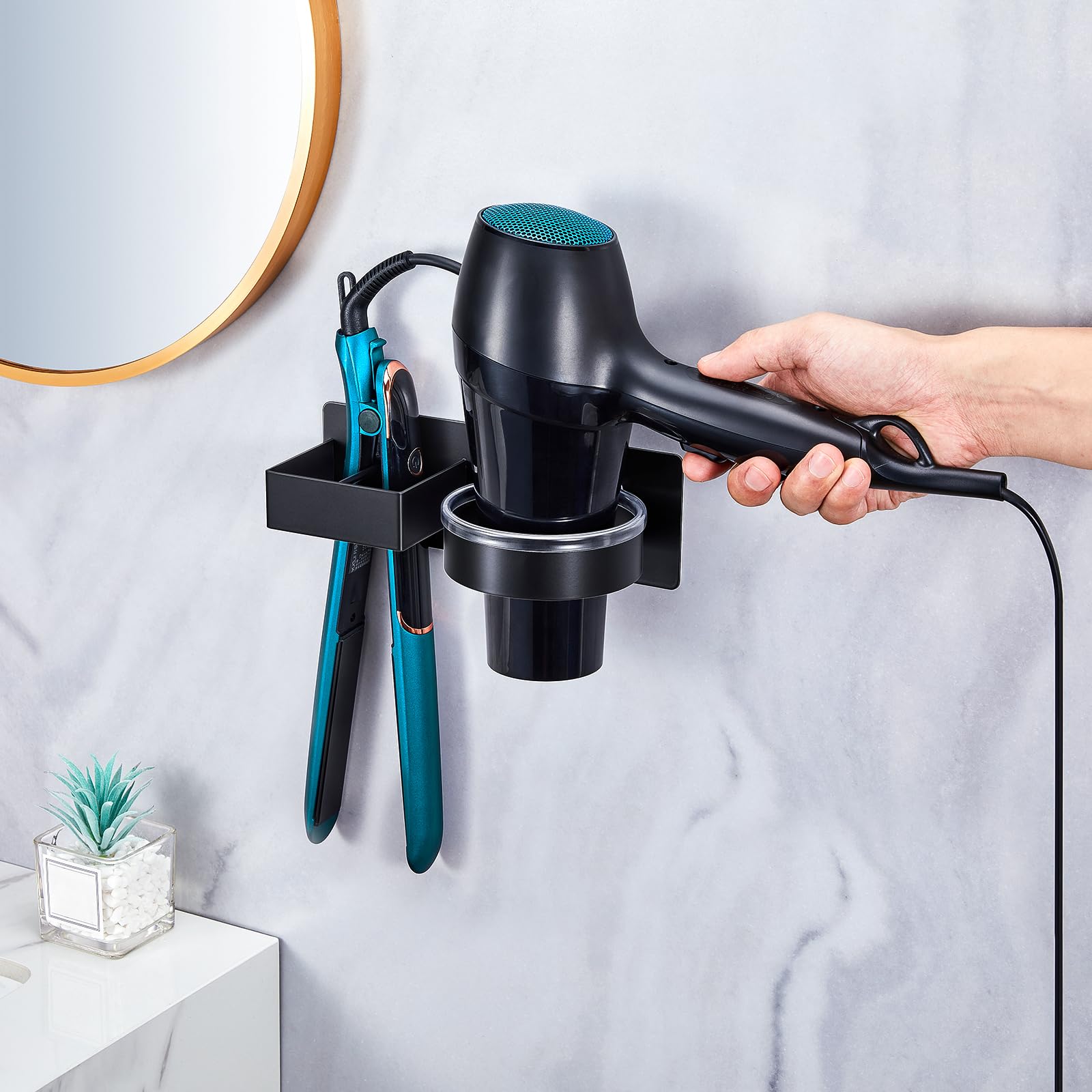 Soporte para secador de pelo montado en la pared