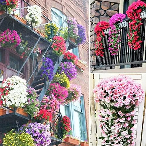 Miniatura 6 de Xeletu Ramo de orquídeas colgantes artificiales vívidas, cuerda larga de seda para colgar, cesta de glicina de pared, guirnalda colgante de orquídea