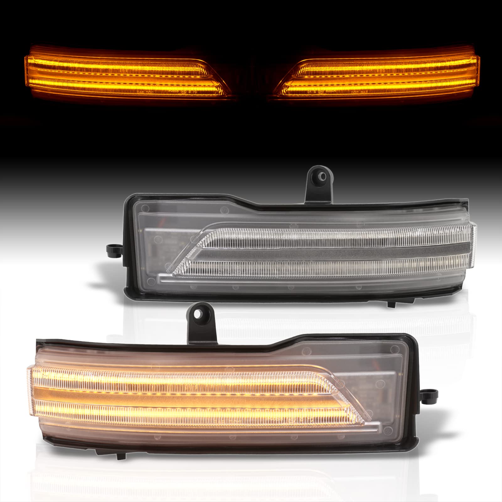 AJP Distributors Clear Lens Sequential LED Dynamic Side Mirror Turn Signal Lights Blinker Indicator Lamps Assembly Compatible/Replacement For Ram 1500 DT Pickup Truck 2019 2020 2021 2022 19 20 21 22