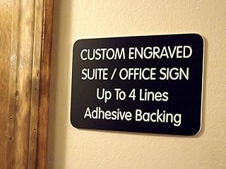 Imprue Custom Engraved 4x6 Black wWhite Lettering Door Suite Wall Sign | Name Plate | Personalized Wall Plaque | Business Doctor Law Firm Home Office Cafe Shop | Up to 4 Text Lines | Adhesive Backed