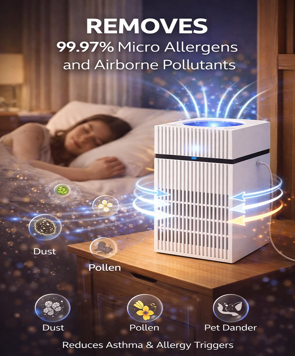 ARUP Air purifier Compact 360° HEPA Filter with Activated Carbon Filter Portable Air Cleaner for Bedroom Home Freshener, Mini Odor Removal Sterilizer, Office, Restaurant, Hotel. 1