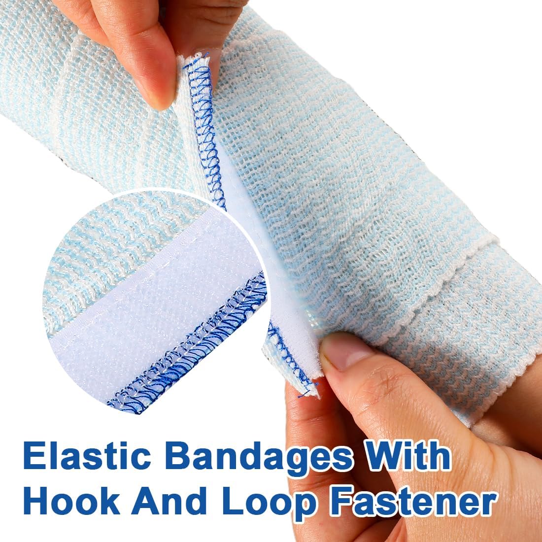 Elastic Bandage Wrap 4 Inch 6 Pack Athletic Compression Bandages Hook & Loop Fasteners for Legs Knee Support
