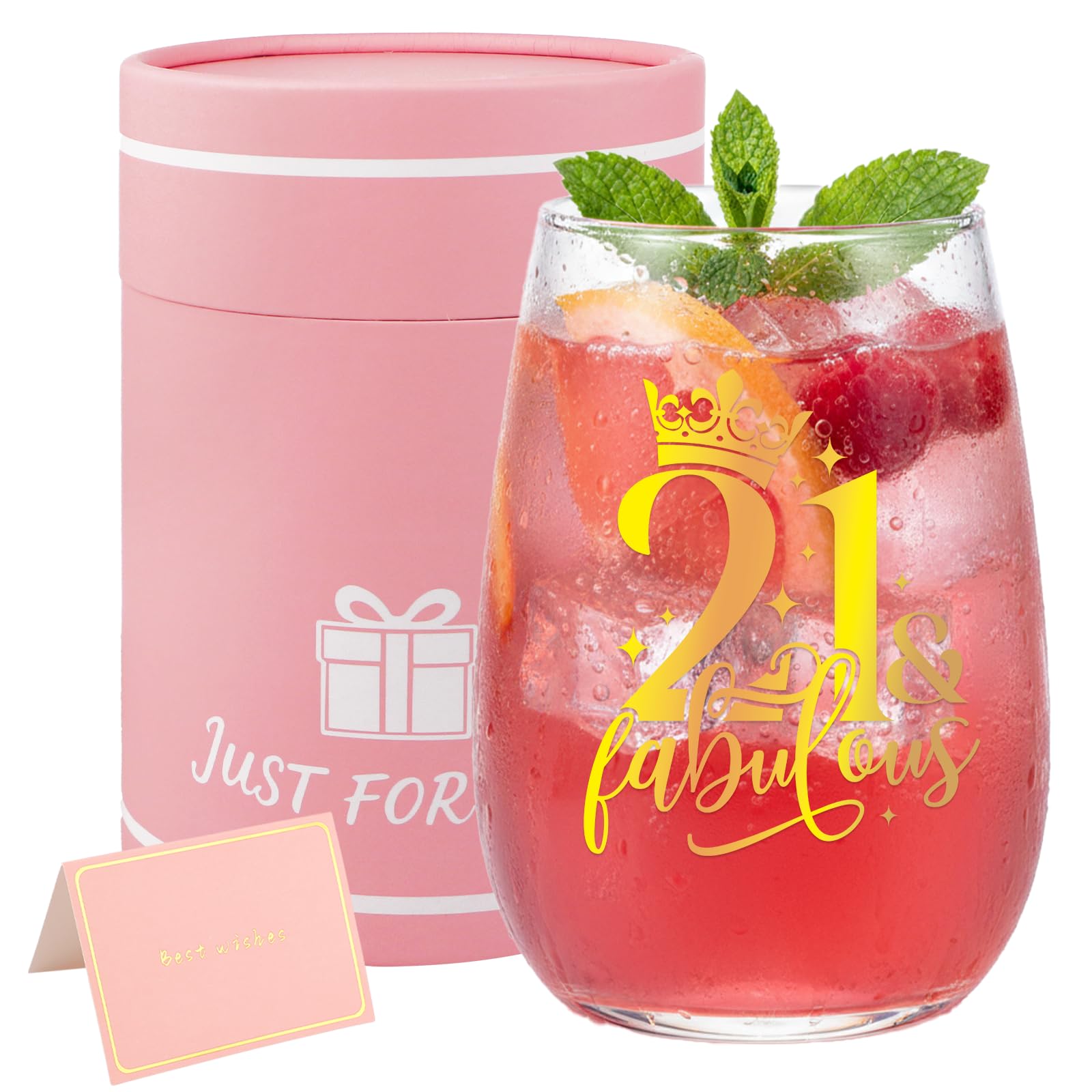 Bliceon 21st Birthday Gifts for Girls, 15oz Personalised Wine Glass, 21st Birthday Wine Glass for Women, Friends, Family Anniversary Glasses, Birthdays Party, Retirement Gifts — image 1