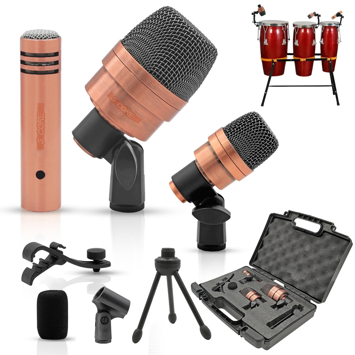 Amazon.com: 5 CORE Conga Mic Snare Tom Set Professional XLR