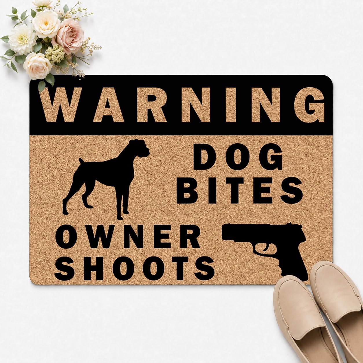 Amazon.com: MjiejieM Funny Mats Dog Bites Guns Owner Shoots Indoor
