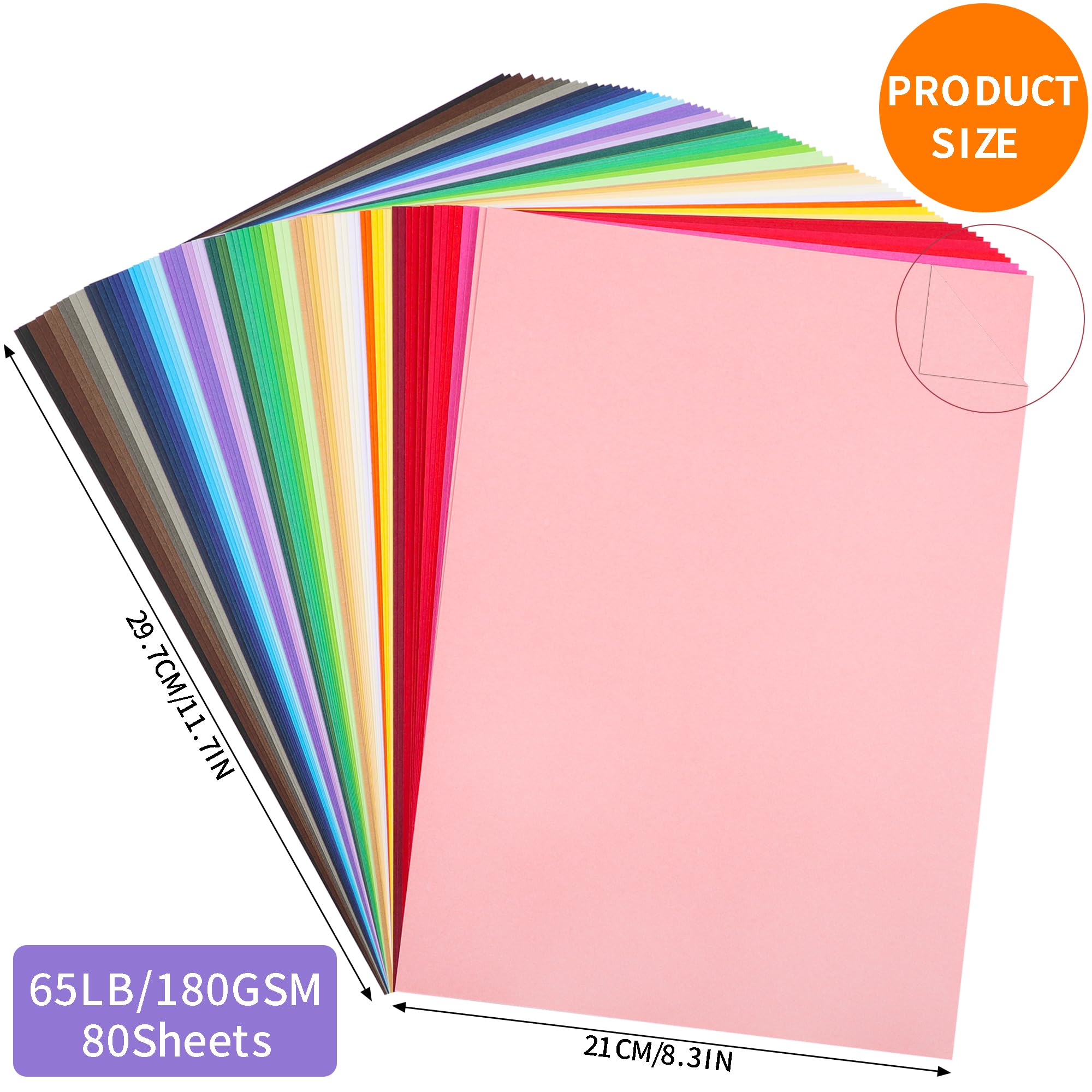 Cartulina de Colores A4 180gsm 40 Colores Papel para Scrapbook 80 Hojas