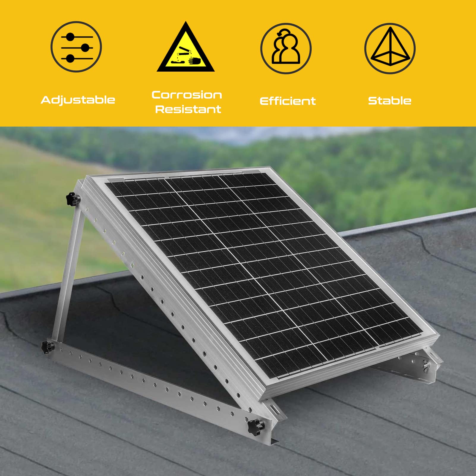 Staffa per Rack per Montaggio su Pannello Solare da 28" Staffe di Montaggio inclinabili Regolabili per Pannello Solare con Gambe Pieghevoli Supporto per Pannelli solari da 150 W