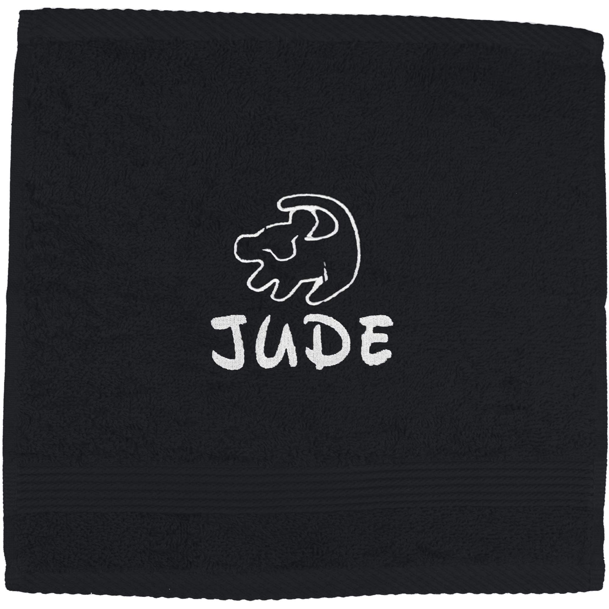 Teddyts Black Personalised Lion Face Cloth Flannel (Black)