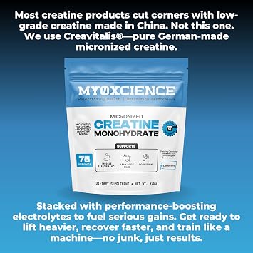 MYOXCIENCE Micronized Creavitalis Creatine | The Worlds Purest Micronized Form of Creatine Monohydrate | Supports Muscle Performance, Lean Body Mass, Cognition | 75 Servings