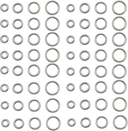 Miniatura 1 de 1200 anillos de acero inoxidable mixtos de 0.157 in, 0.197 in, 0.236 in, 0.276 in, anillos de salto para hacer joyas, collares, pulseras, aretes,