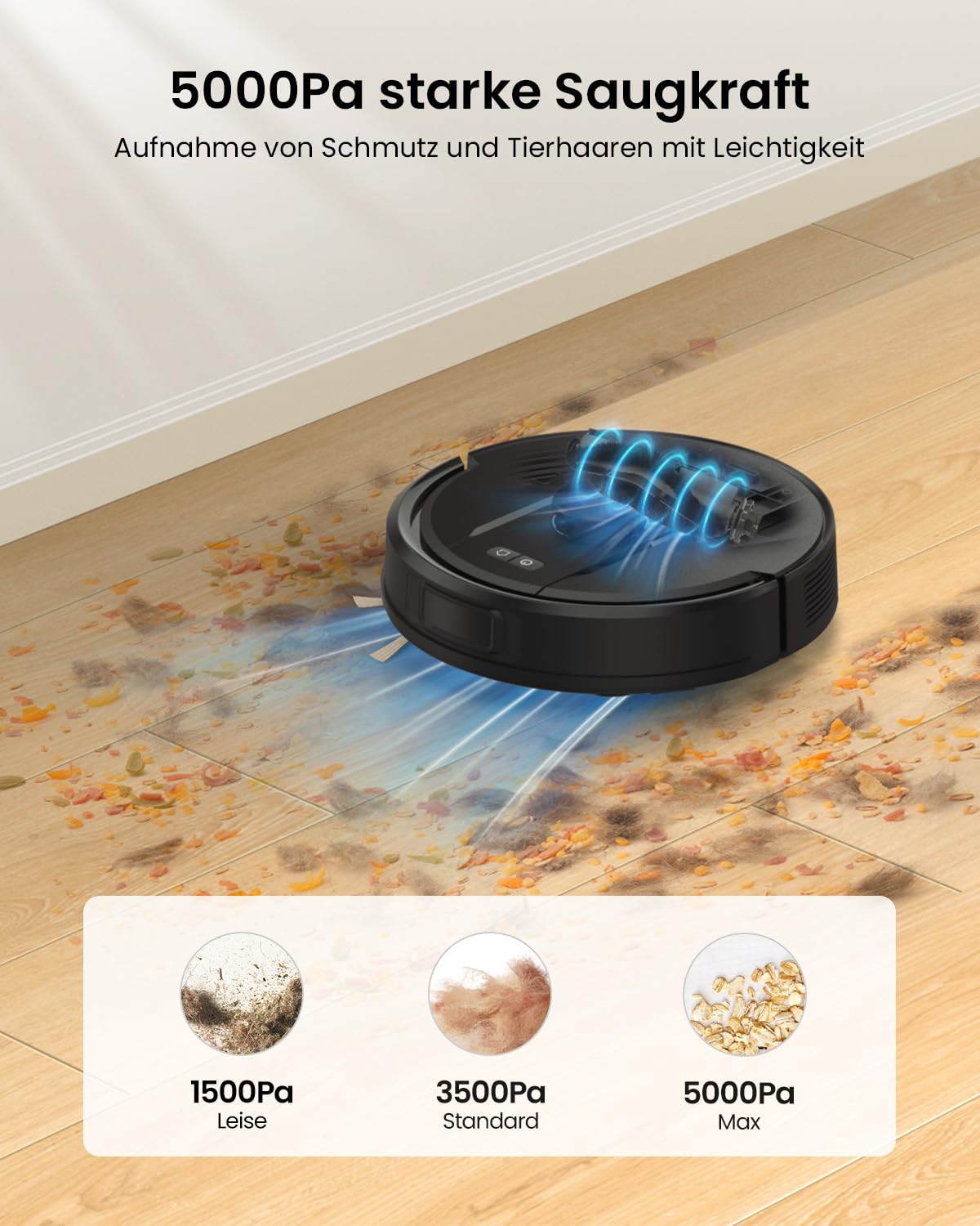 Vexilar W11 Saugroboter mit Wischfunktion, Saugroboter mit LiDAR Navigation, Staubsauger Roboter mit 5000Pa Starke Saugkraft, Roboterstaubsauger mit Lang Laufzeit, WiFi, ideal für Teppich