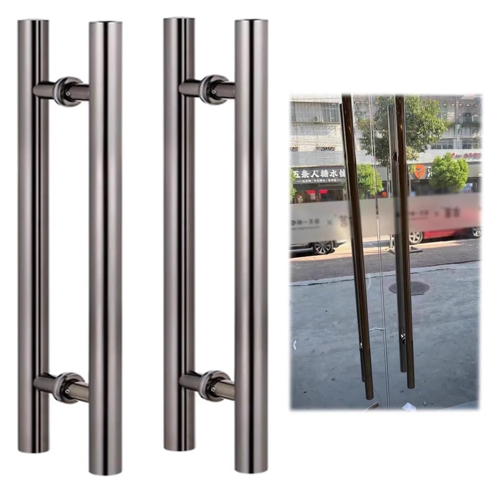 CWCQGH Push Pull Door Handle, Sliding Barn Door Handle, Stainless Steel Commercial Front Glass Door Handle Bar Pull,Colour5-80cm(31.5inch)