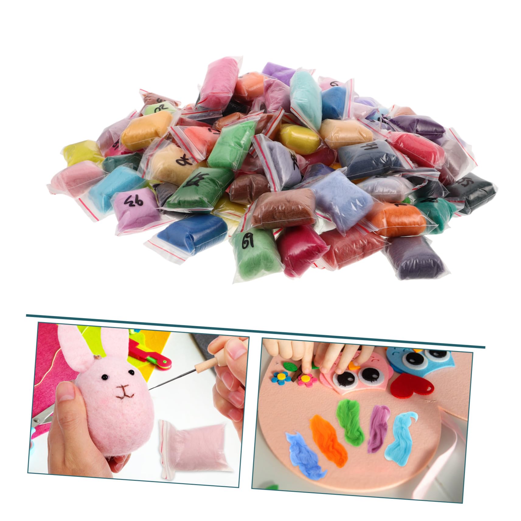 Piezas Lana para Fieltrar 100 Colores Aguja para Manualidades