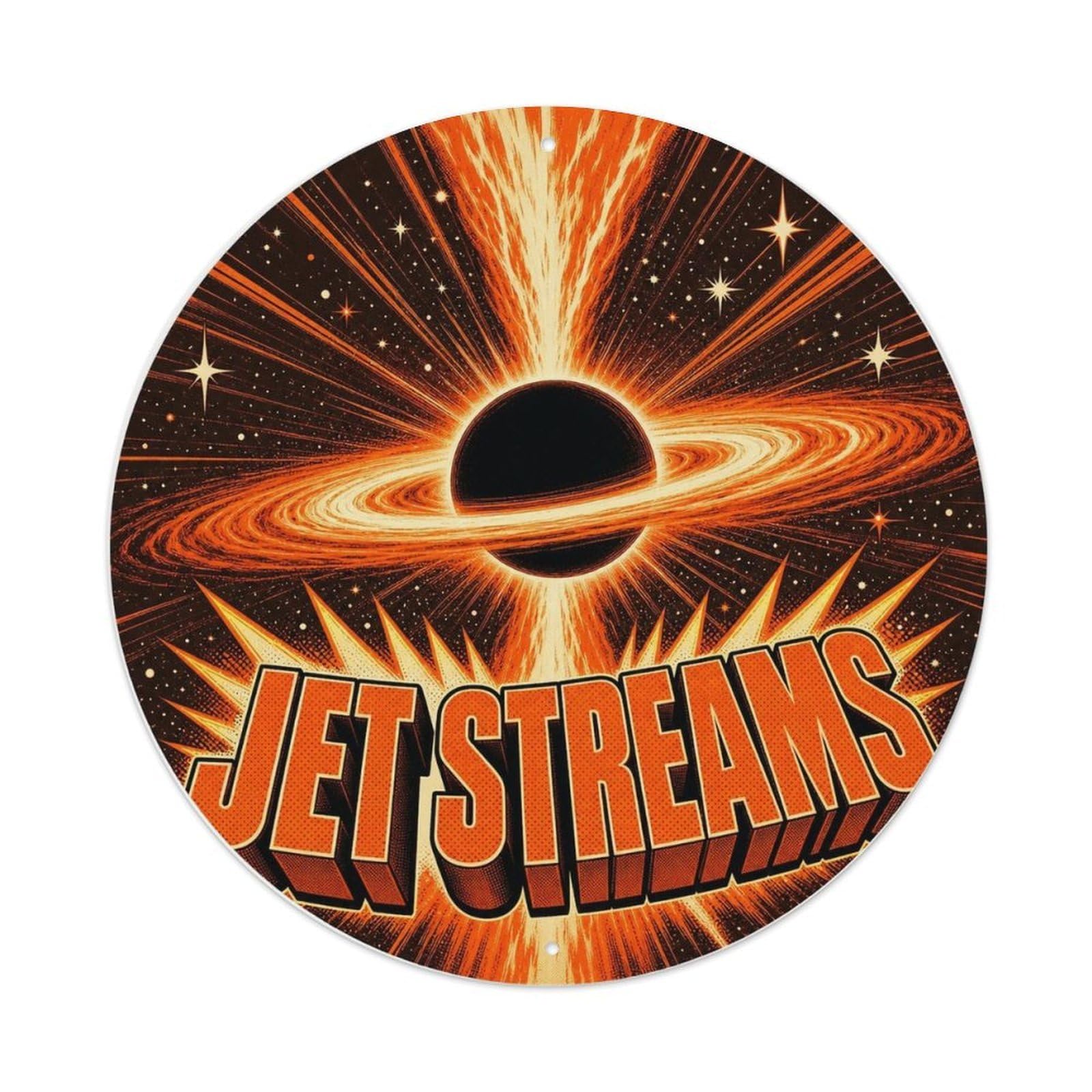 Cosmic Physics Black Hole Jet Streams Astronomy Metal Tin Sign Plaque Wall Decor for Cafe, Man Cave, Club Bar, Office, Home Garden Round Metal Poster 8x8Inch