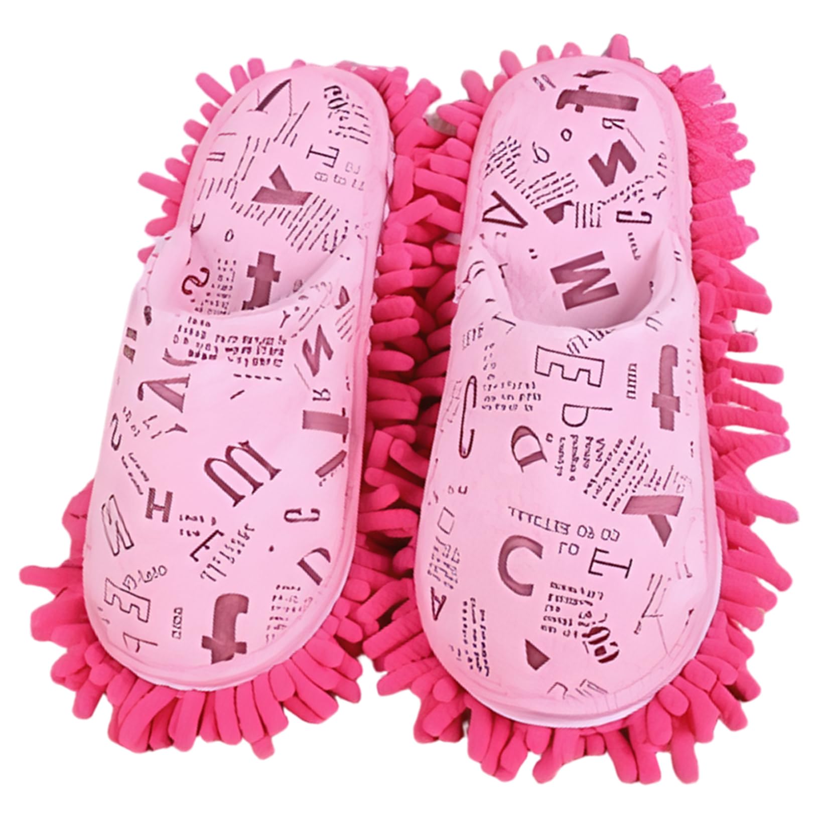DAGLLGEW Chenille Mop Slippers for Floor Cleaning, Reusable Washable House Shoes for Hands-Free Cleaning Rose Red Mop Slippers Shoes Mopping for Floor