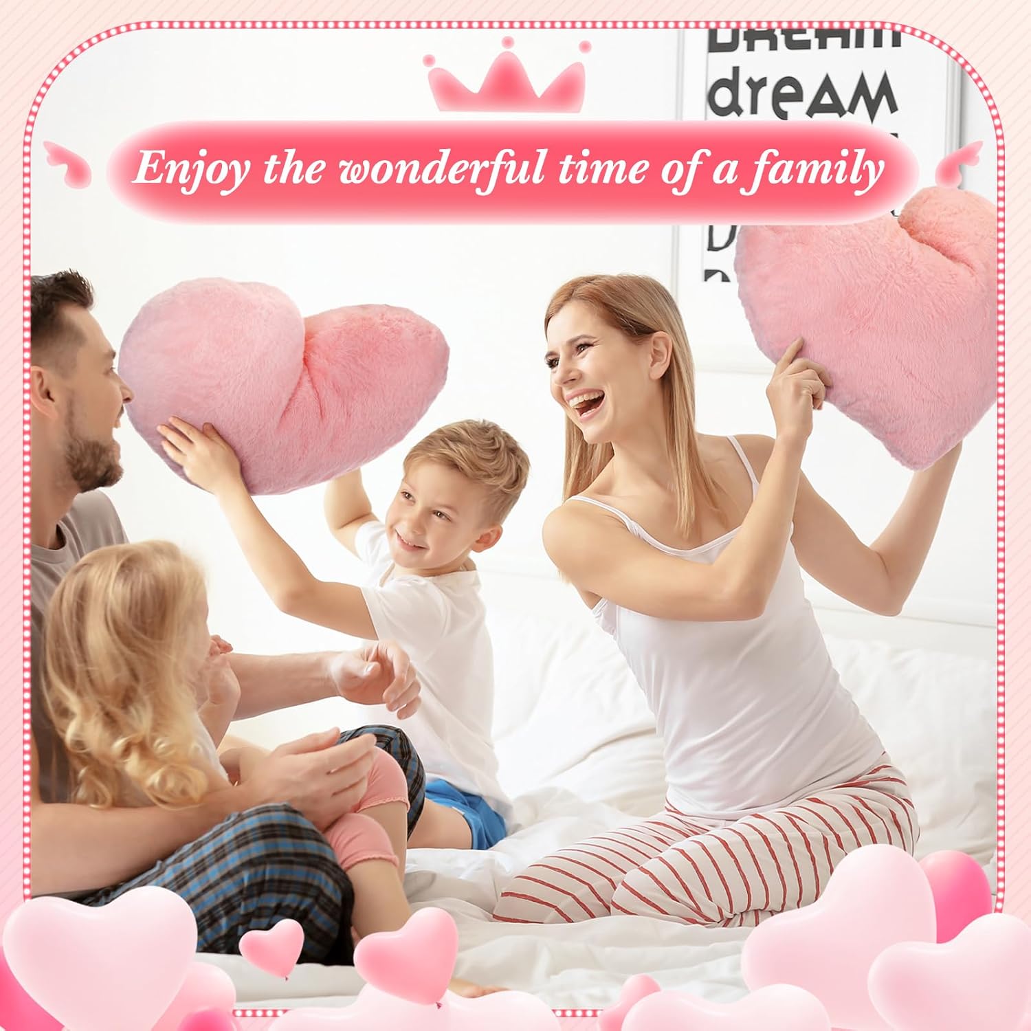 Suzile 6 Pcs Valentine‘s Day Plush Heart Shaped Pillow Fluffy Cute Heart Throw Pillows 18 x 14 Inch Decorative Back Cushions Decoration for Bed Sofa Dining Cars Women