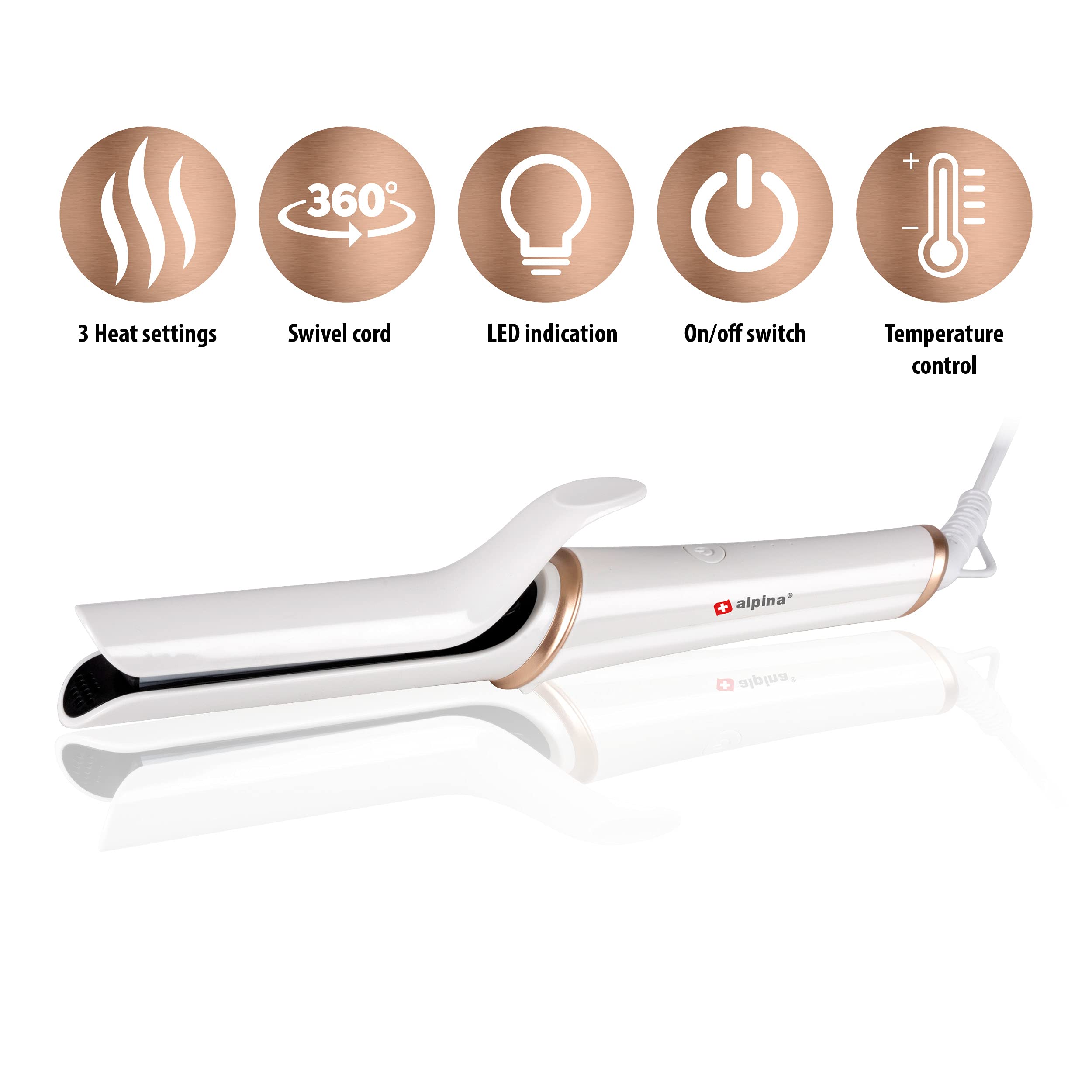 Alpina Hair Straightener with Ceramic Plates, 3 Temperatures, Smooth, Smooth and Shiny Hair - Image 3