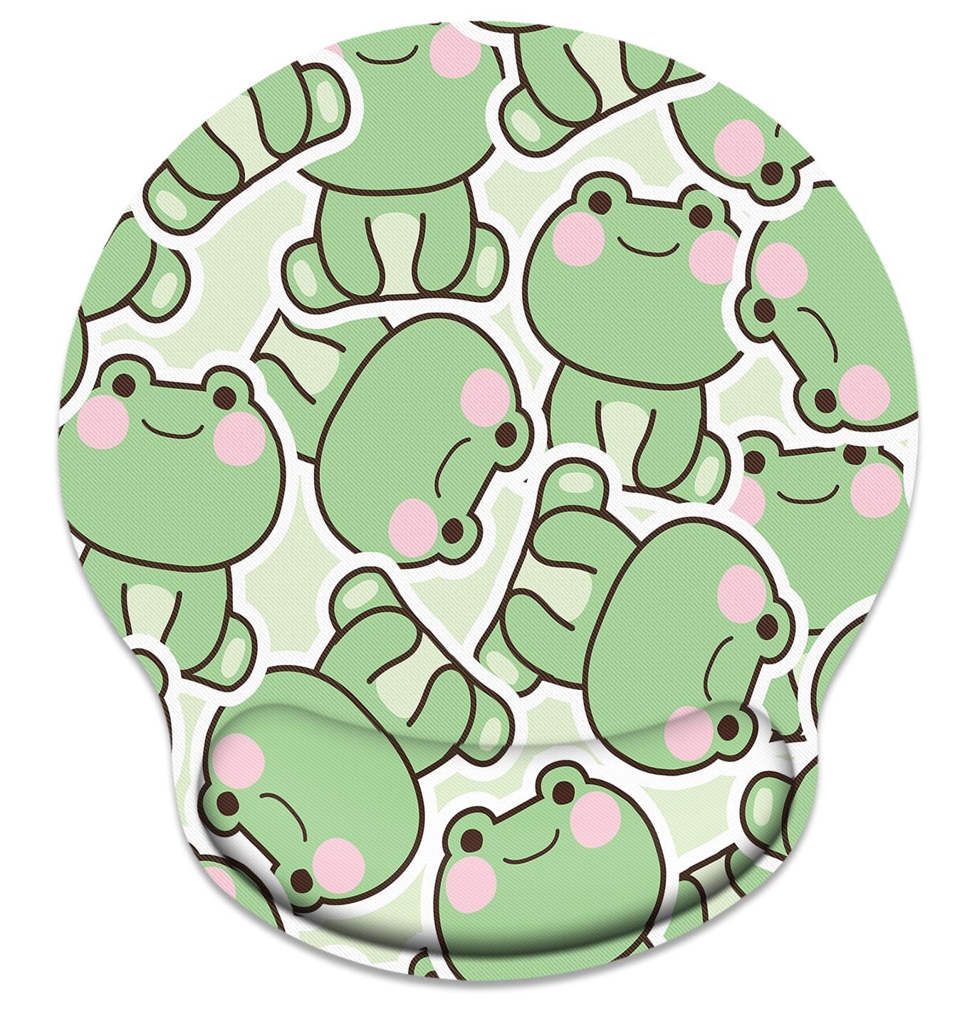 Britimes Cute Frog Animal Ergonomic Mouse Pad with Wrist Support Kawaii Happy Green Non-Slip Rubber Base Mousepad for Home Office Gaming Working