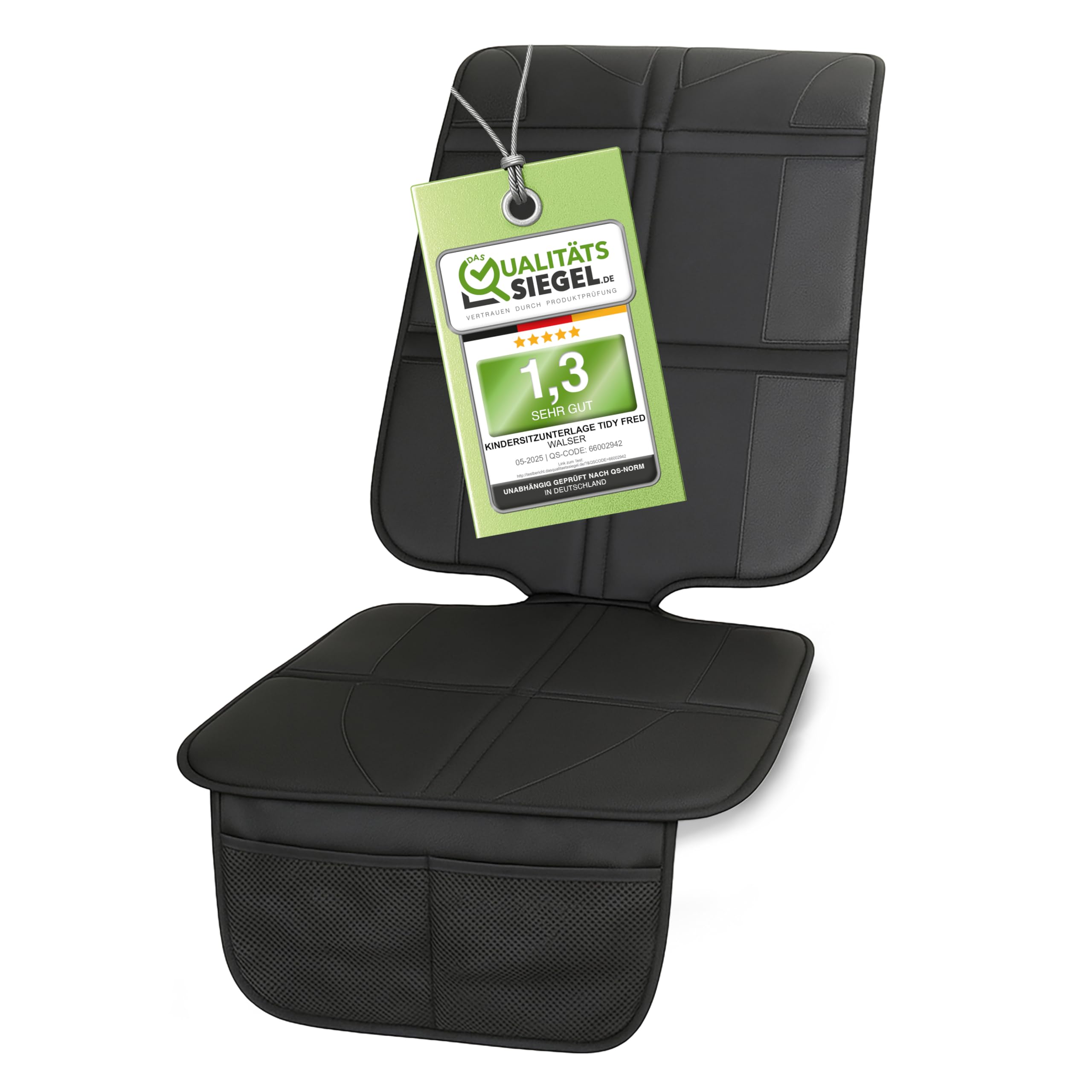 Walser Kindersitzunterlage, Auto-Sitzschoner Kindersitz, PKW-Sitzauflage rutschfest, George Premium XL Kindersitz-Unterlage ISOFIX-kompatibel schwarz