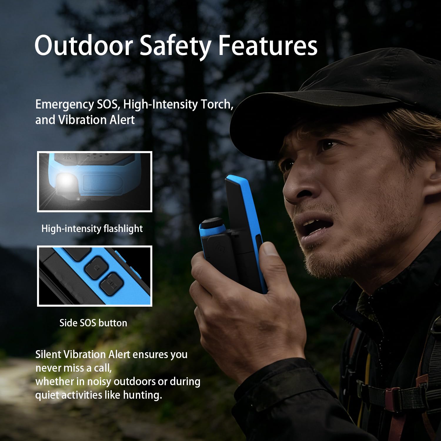 QUANSHENG TG-FR1 Walkie Talkie PMR446, Pack de 2 Radios sin Licencia, Recargables por USB-C, 16 Canales, VOX Manos Libres, hasta 10 km en Campo Abierto, para Senderismo, Camping y Trabajo
