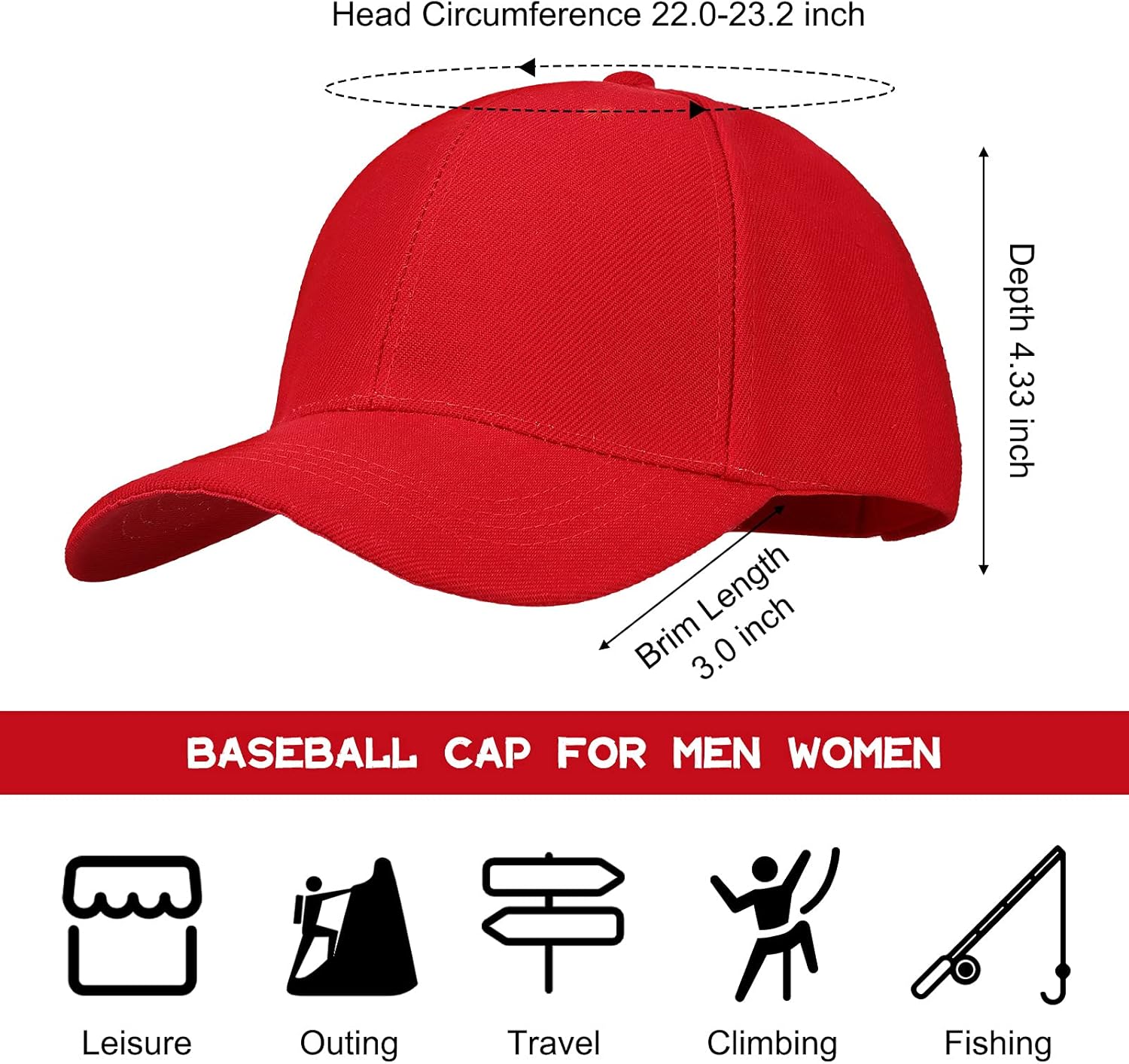 Geyoga 8 Pieces Baseball Cap Adjustable Size Plain Sports Hat for Men Women Running Workouts and Outdoor Activities, 8 Colors