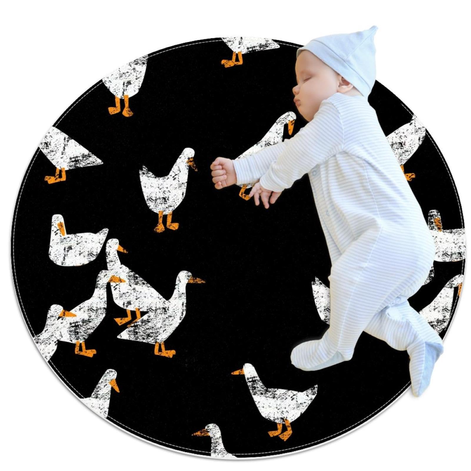 Tapis de salle de bain imprimé canards camomille 1m