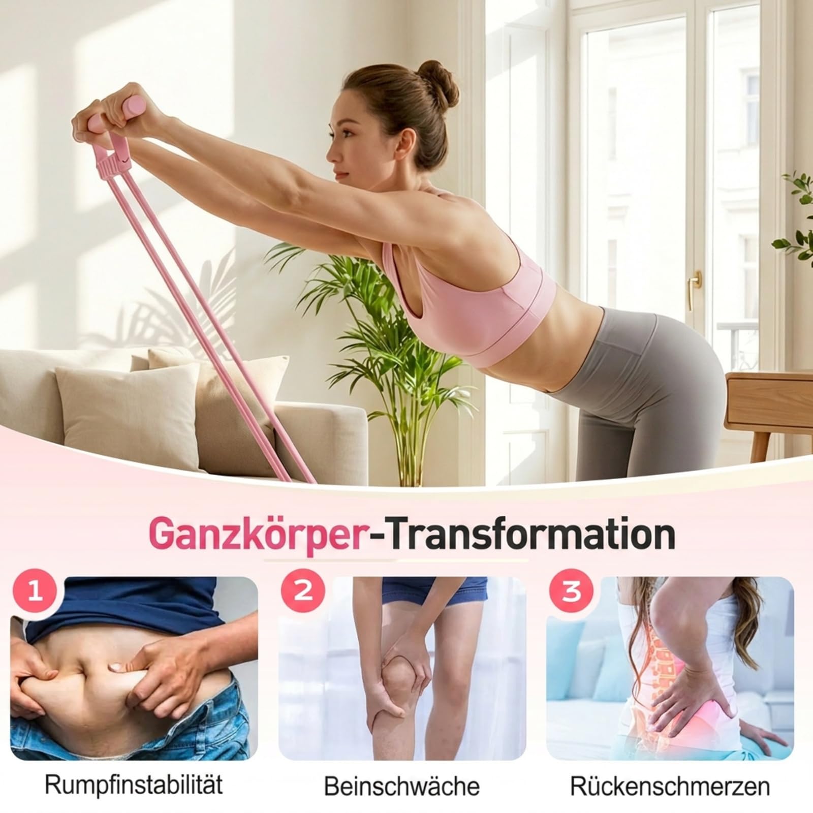 8 Röhren Widerstandsbänder mit Griff, 2026 New 3-in-1 Multifunktions Expander, Resistance Bands, Oberschenkeltrainer Fitnessbänder, Ganzkörpertrainer für Zuhause Leg Exerciser für Yoga Fitness