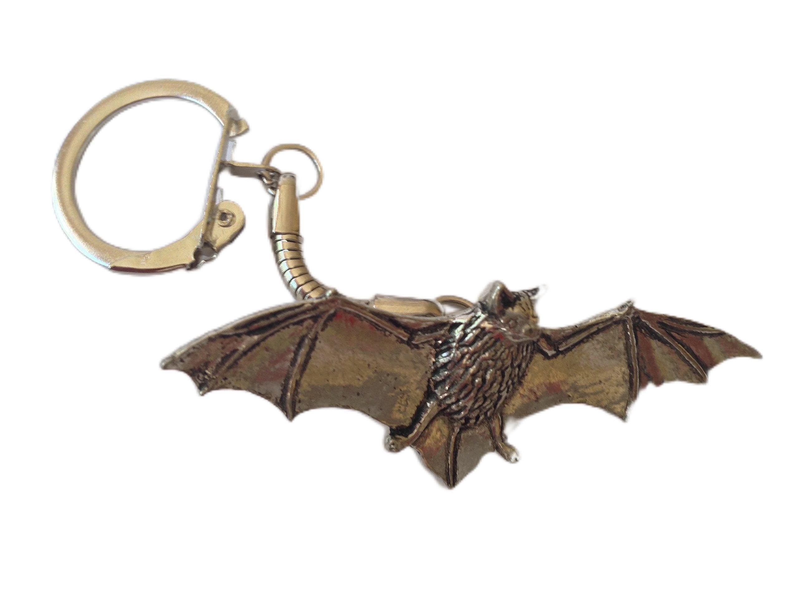 A34 Bat made of fine English Pewter on a snake keyring Handmade with prideindetails gift packed handmade in sheffield