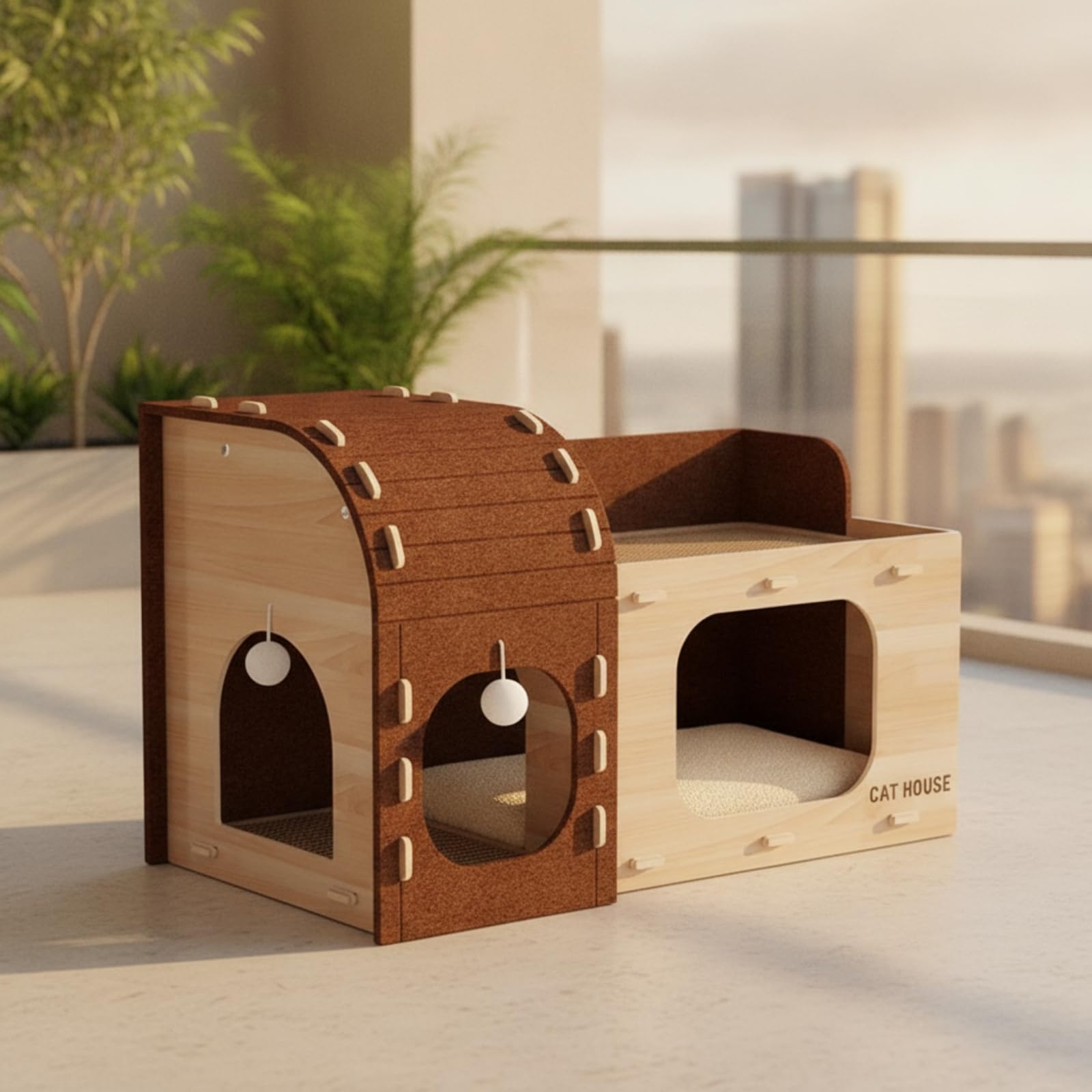predolo Tiragraffi in Legno Cuccia Chiusa per Gattini, Casa, Cuccia Per Gatti Chiusa A Forma Di Casa In Sisal