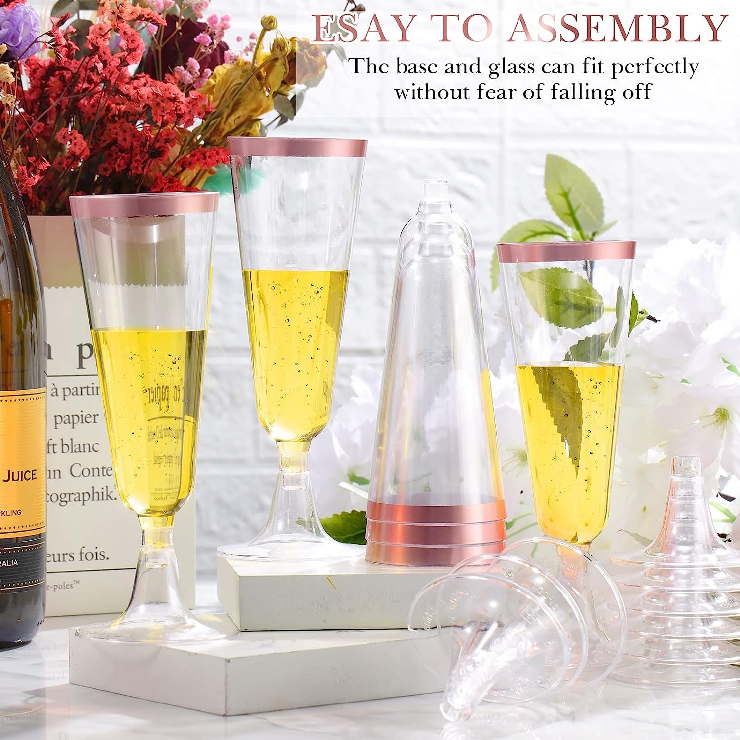 Copas Cava Desechables Pack 50 Copas De Champán De Plástico - 160ml Transparentes Reutilizables Copas De Cava