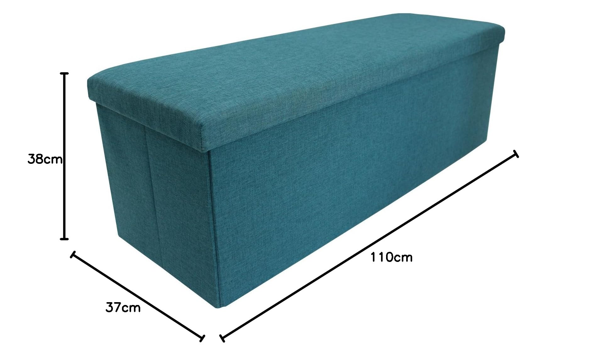 Rebecca Mobili Puff para almacenar Juegos, puf de Almacenamiento Turquesa, Forrado de algodón, se Puede Abrir, Ahorra Espacio - Medidas: 37 x 110 x 38 cm (AxANxF) - Art. RE6174