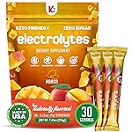Keppi Electrolytes Powder Packets - Mango Flavor 30 Servings - No Sugar Hydration Supplement with Potassium, Magnesium, Sodium - Keto, Vegan, Fasting-Friendly, Zero Calorie Hydration Packets