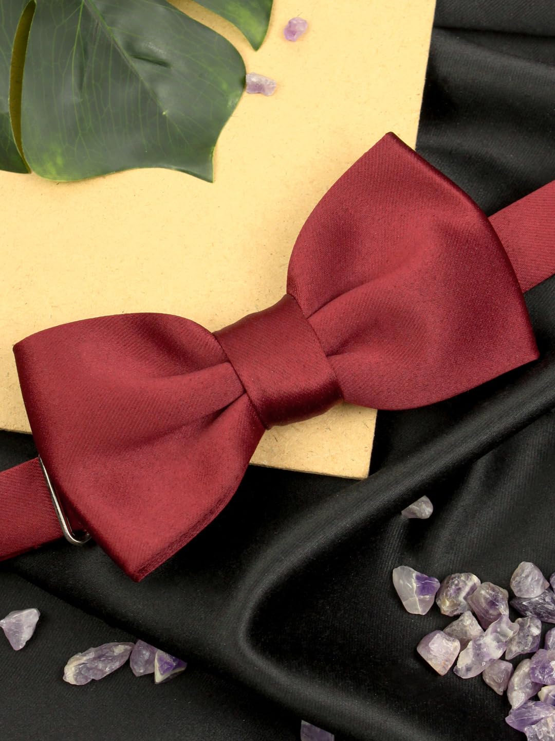 Peluche Essentials Premium Satin Maroon Bowtie for Men- Comes in a Gift Box - Image 2 thumbnail