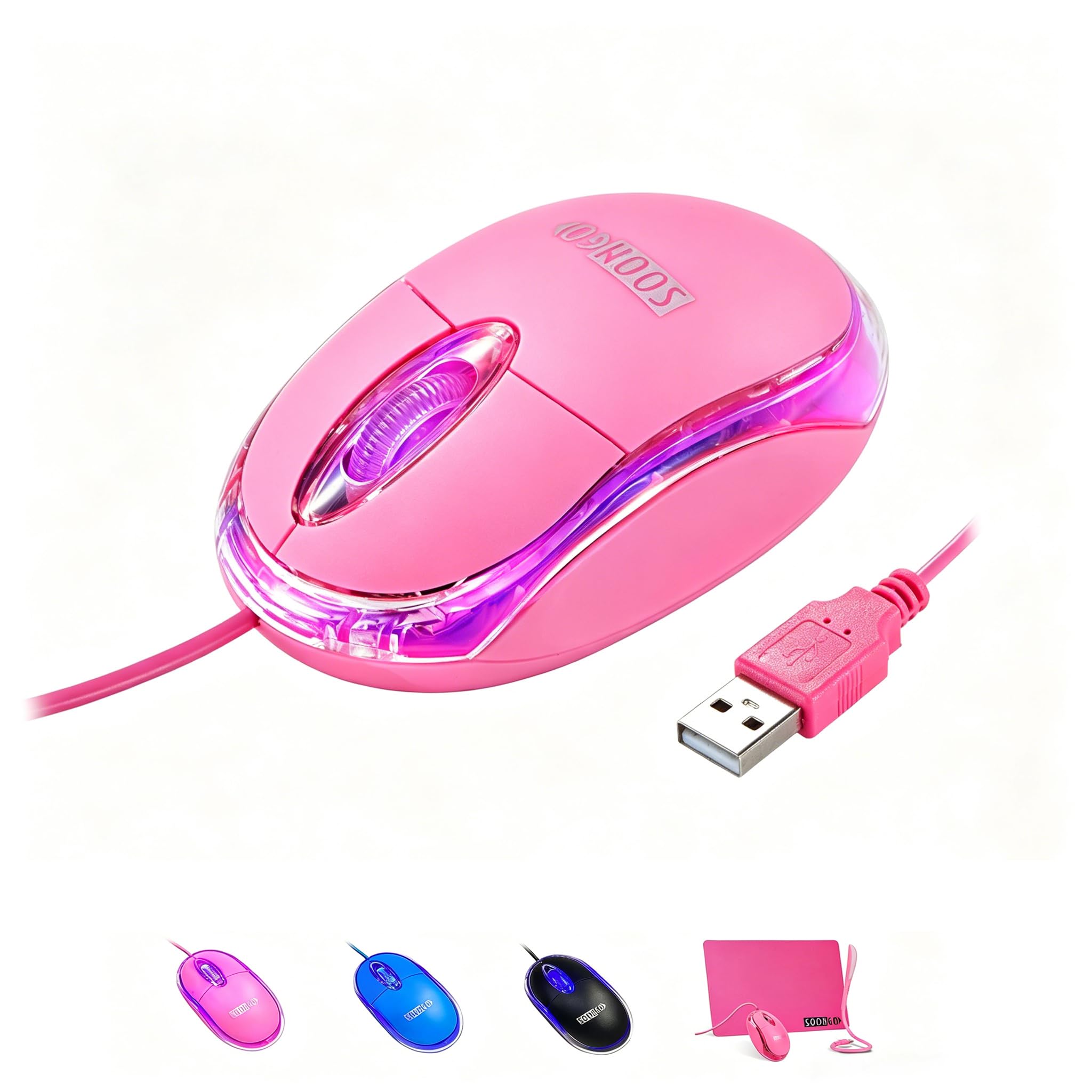 Amazon | SOON GO ピンクマウス コンピューターマウス 1.5m ピンクUSB