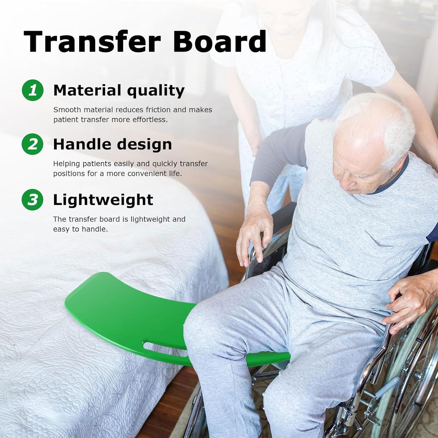 Tavola per Trasferimento Letto, Tavola Scorrevole per Sedia a Rotelle può Contenere Fino a 150kg, Dispositivo di Assistenza allo Scorrimento del Paziente, Disco Scorrevole per Anziani, Disabili