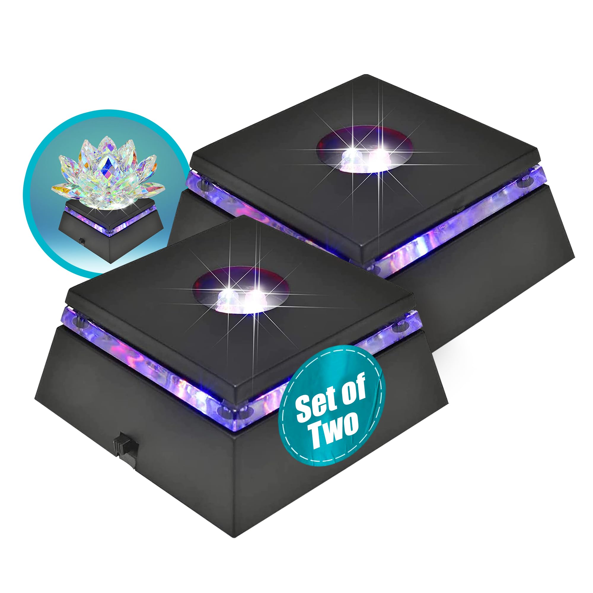 EEEKIT LED LIGHT Base, 2 Pack Lighted 6 Colour Round Display Stand For