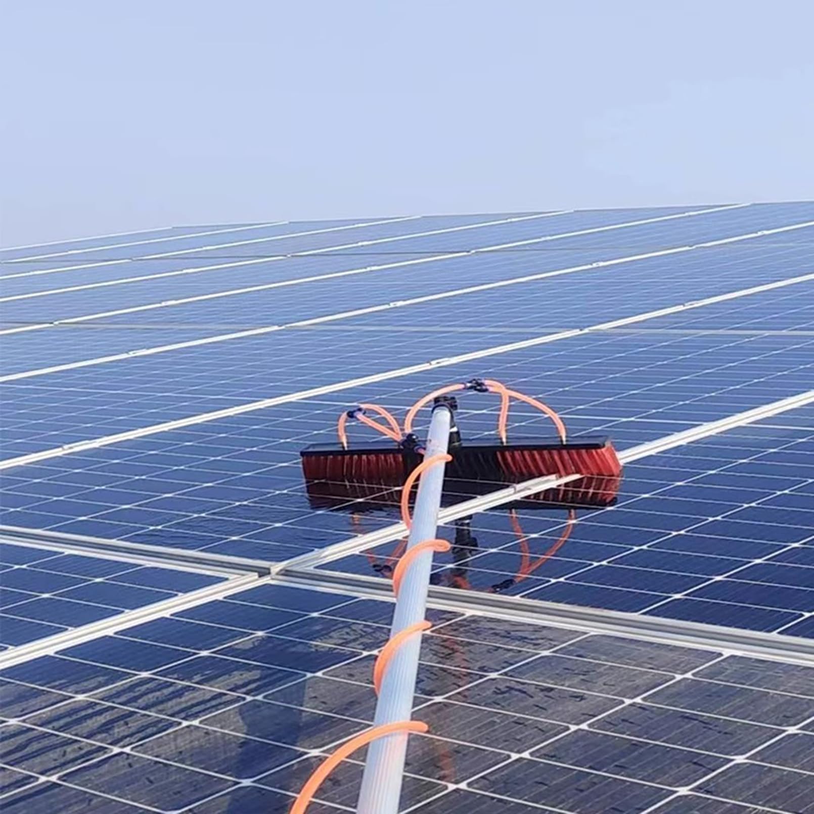 Limpiador de ventanas, cepillo para paneles solares, kit de lavado extensible para uso en interiores y exteriores, techos, revestimiento de casa, brillo eficiente sin rayas, perfecto para propietarios