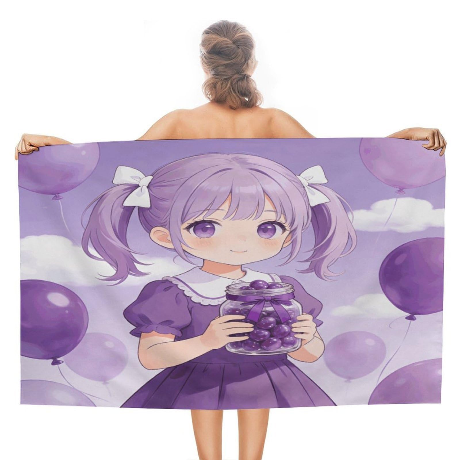 VstaDank Violet Bath Towel Stylish Double-Faced Pile Travel Towel Soft Absorbent Beach Towel for Pool Swim Sports Camping Adults Gift 51X31 Inch