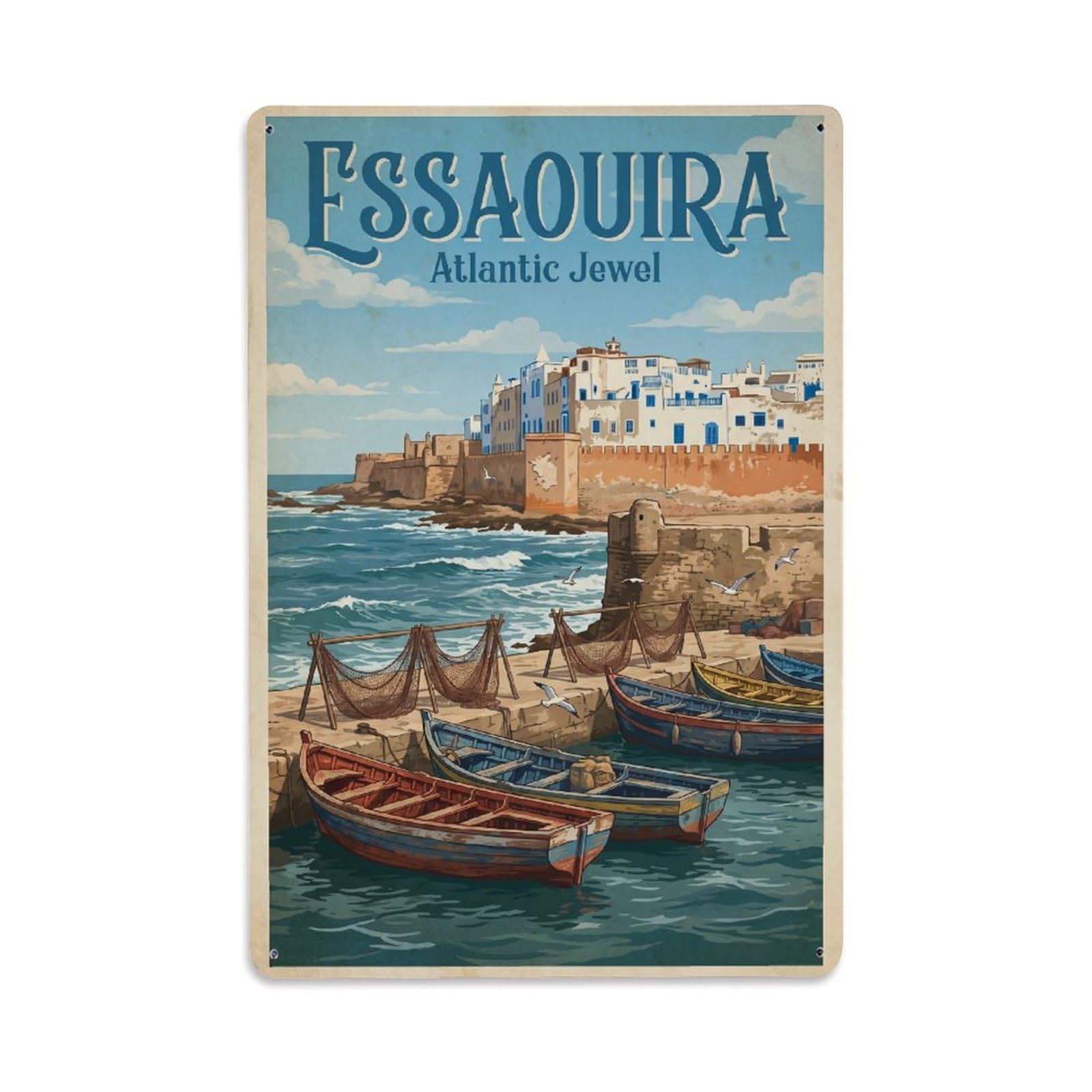 Vintage Travel Morocco Essaouira Metal Tin Sign