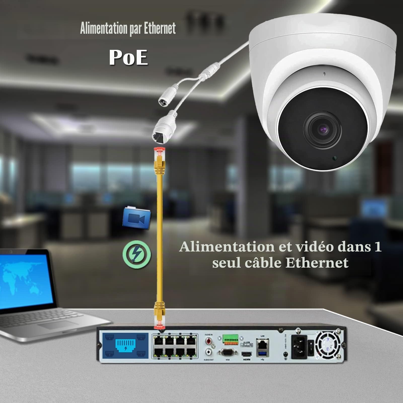 WiTi 5MP HD Caméra IP PoE Dôme en métal pour intérieur extérieur,Grand Angle Objectif 2,8mm Caméras vidéo de sécurité,Audio du Microphone Système de Surveillance Filaire Vision Nocturne Automatique