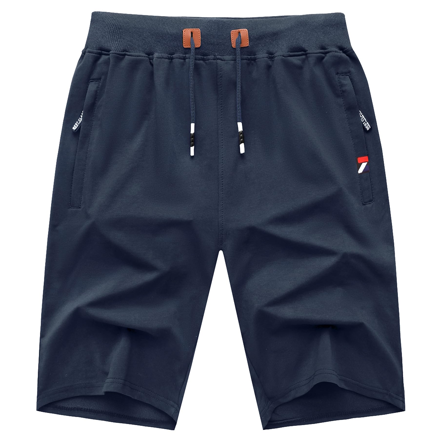 GEEK LIGHTING Mens Shorts Casual Cotton Drawstring Zipper Pockets Elastic Waist Lightweight Summer Athletic Beach Shorts