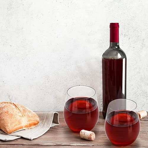 Miniatura 7 de Tebery Paquete de 12 copas de vino de plástico irrompibles sin tallo 20 onzas vasos de vino transparentes resistentes y reutilizables para champán