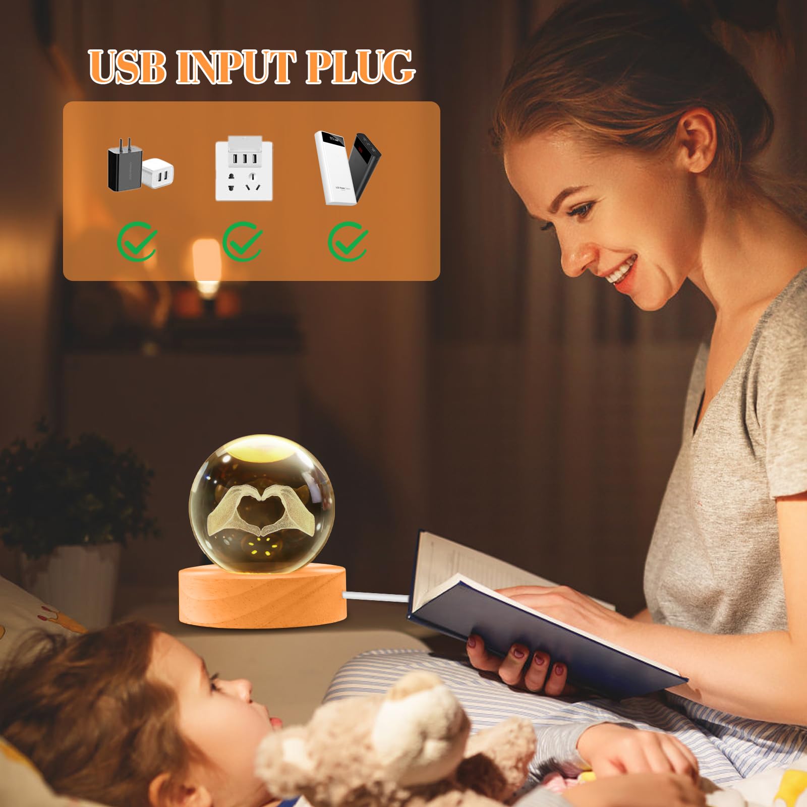 Sfera Di Cristallo 3D Con Luce LED ZVO – 6 Cm, Base In Legno, Luce Notturna Con Scritta Happy Birthday, Regalo Compleanno Universale