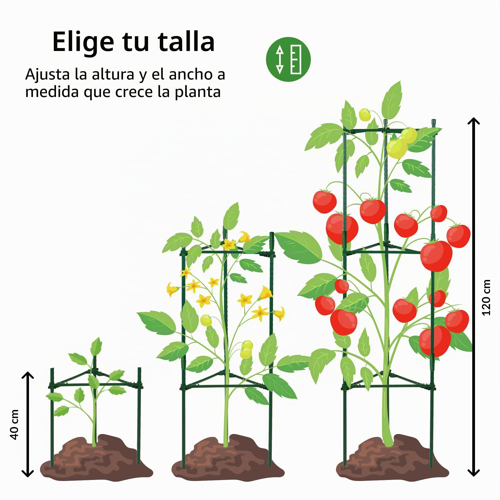 Pack De 2 Jaulas para Tomates | Ayuda A Sus Plantas A Crecer | Jaulas Y Soportes para Plantas | Tamaño Ajustable | Soporte para Tomates | Enrejado para Tomates | para Verduras Y Plantas Trepadoras