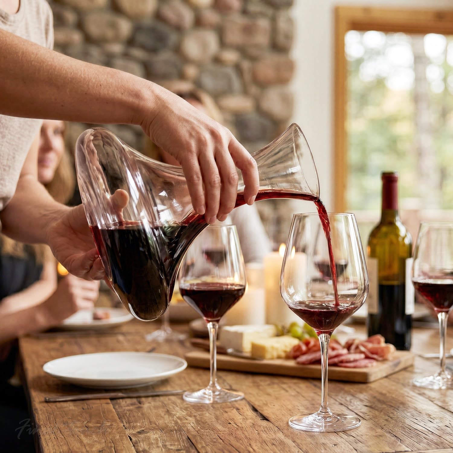 Final Touch Drehbarer Weindekanter, handgefertigter bleifreier Kristall, drehbar, verbessert Belüftung und Aromen, elegantes Design für Rotwein, 750 ml Fassungsvermögen