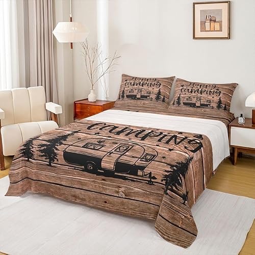 Vista 83 de Erosebridal Sábanas rústicas de granja, sábanas de camping feliz, juego de sábanas para decoración de cámper para niños, adolescentes, mujeres