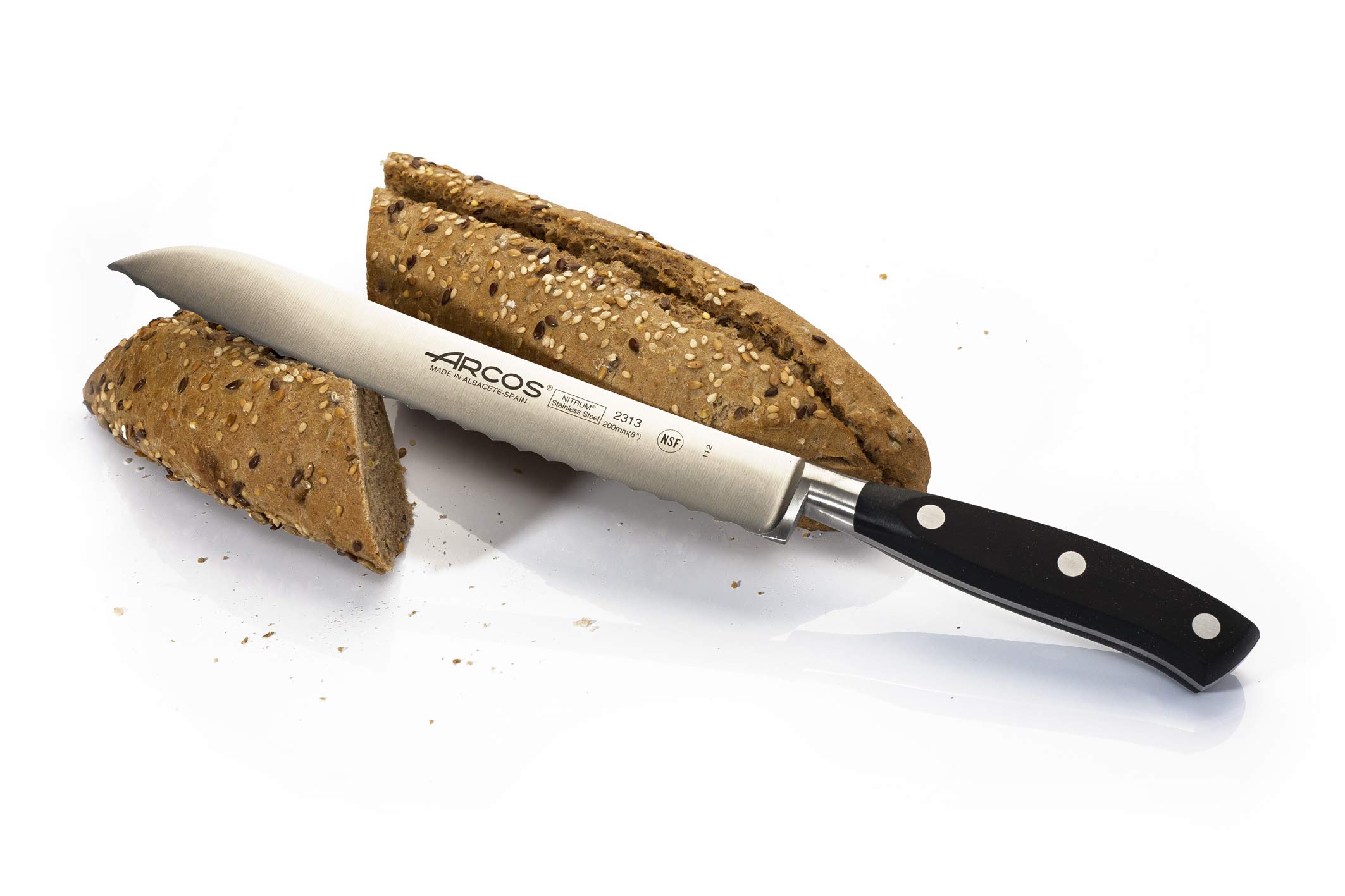 ARCOS Zestaw noży kuchennych Forged 6 elementów Nitrum Stainless Steel. 4055 gr. Wielofunkcyjny nóż kuchenny do krojenia mięsa i warzyw. Ergonomiczna rękojeść z POM. Seria Riviera. Kolor czarny.