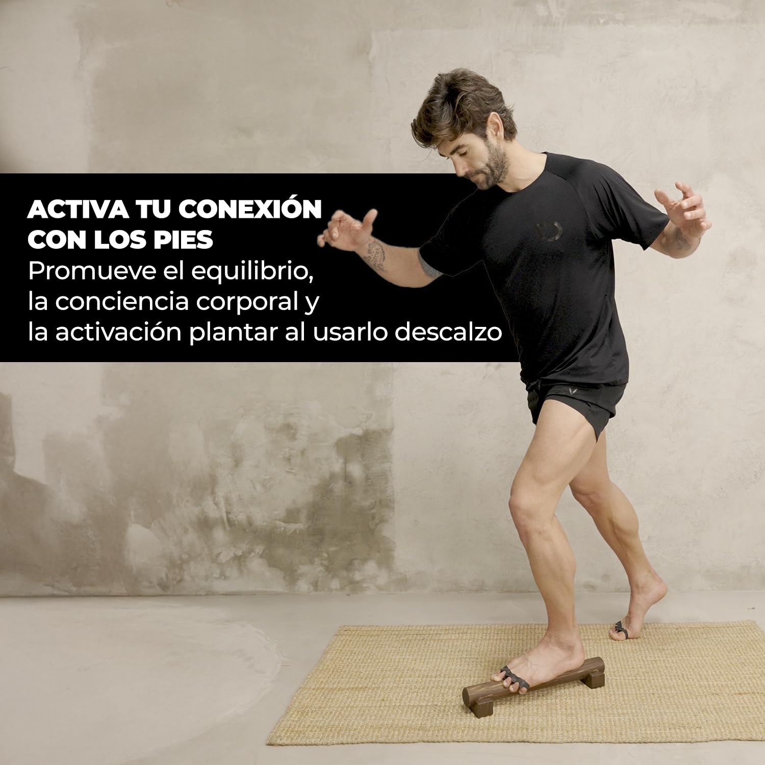 DIVERGENT BEAM powered by RMOTION – Tronco de Madera Natural Hecho a Mano para Activación Plantar y Equilibrio | Entrenamiento Funcional desde los Pies | Uso Diario Barefoot | Producto Artesanal